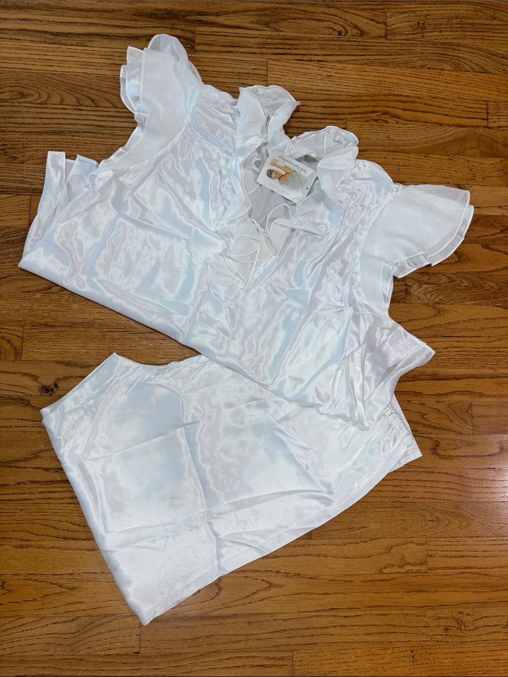 Soft Surroundings White Ruffle Pajama Set Top and Bottoms 3X